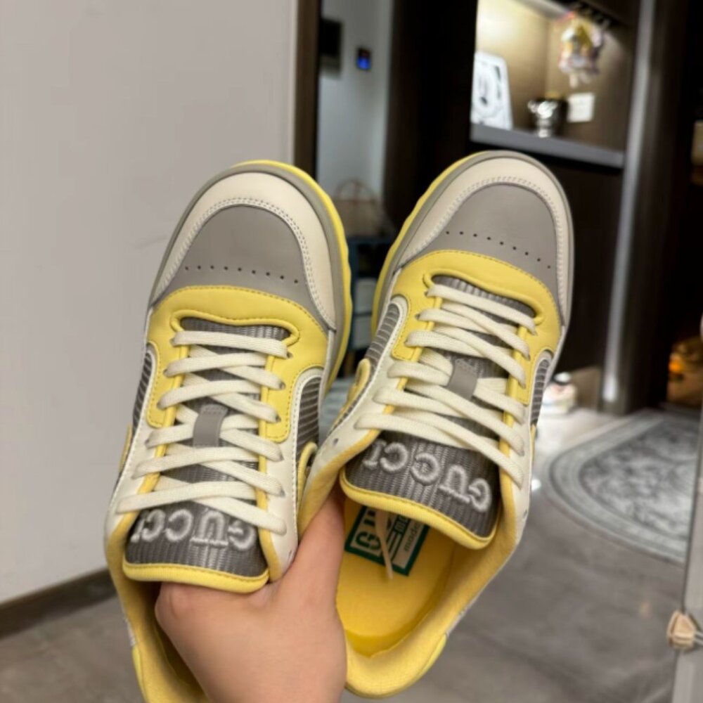 GUCCI MAC80 leather round toe lace-up sneakers beige us7 - Picture 4 of 5